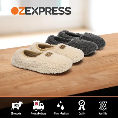 $63.95 • Buy 【SALE】UGG Slippers Women Curly Sheepskin Wool Suede Leather Sole House Shoes