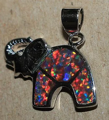 Fire Opal Necklace Pendant Gemstone Silver Jewelry Good Luck Elephant Monkey • $11.88