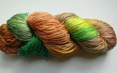 Luxury Maharaja Laceweight Silk Yarn. 100g. Multi Greens/Beige. Weaving/Textiles • £32.75