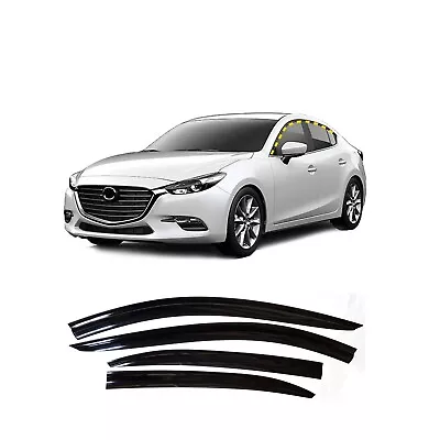 Rain Guards For Mazda3 Sedan 2014-2018 (4PCs) Smoke Tinted Tape-On Style • $49.12