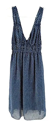 Fire Los Angeles Dress Lined Navy & White Polka Dots Size Medium Marilyn Monroe • $10