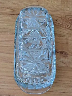 Vintage Anchor Hocking EAPG Star Of David Pressed Glass Butter Dish W/ Cover • $9.99