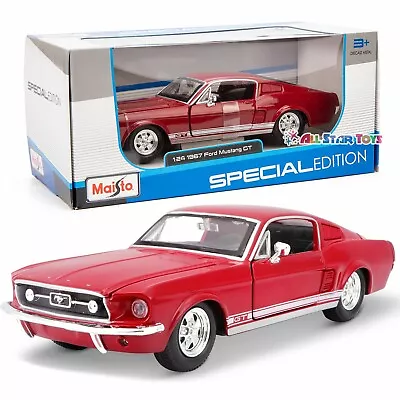 1967 Ford Mustang GT 1/24 Diecast Metal Model By Maisto - RED - WITH BOX • $32.99