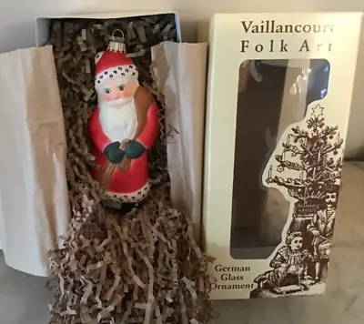 Vaillancourt Folk Art Santa German Glass Ornament W/Original Box 2003 • $54.79
