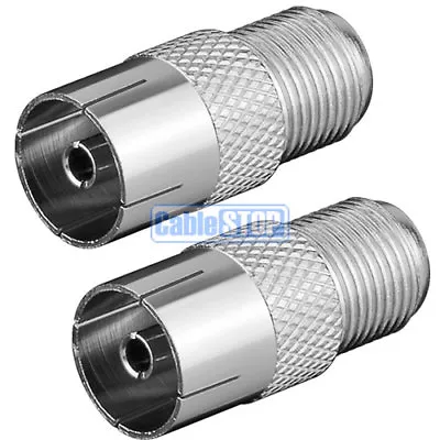 2 X FEMALE COAX To F TYPE FEMALE SCREW SOCKET TV Aerial Sky Connector Adapter • £2.65