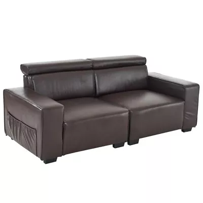 221*96*83cm Retro Detachable Armrests Indoor Double Sofa Brown • $670.11