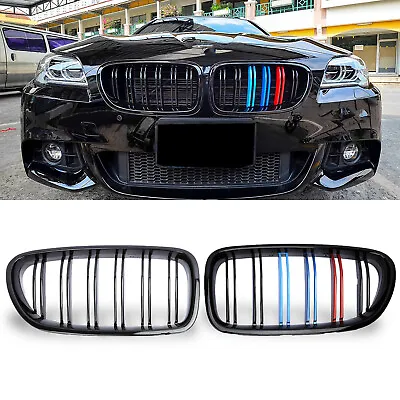 Gloss Black M-Color Front Kidney Grille For BMW F10 528i 535i 550i M5 2010-2016 • $35.69