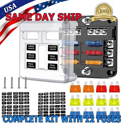 6 Way Car Boot Power Distribution 12-24V Blade Fuse Holder Box Block Panel Board • $10.49