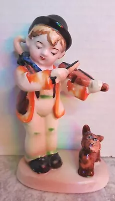 Vintage Boy Figurine Playing Violin Scotty Dog Umbrella Made In Occupied Japan • $18