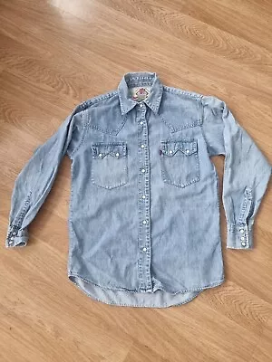 Womans Levi’s Denim Jeans Shirt Size S. Pearl Buttons.  Western  Cowgirl.  • £19.99