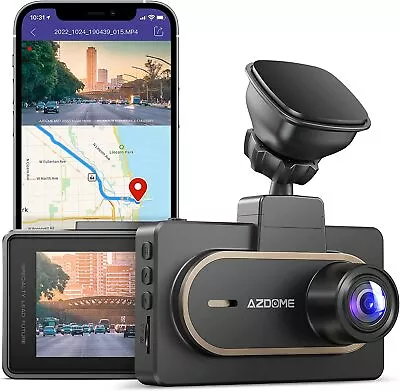 $69.99 • Buy AZDOME Dash Cam 2K 1440P WiFi GPS Single Front Dash Camera For Cars Night Vision