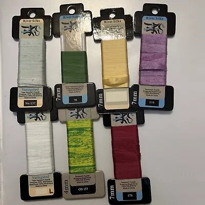 7 Cards River Silks Silk Ribbon -  4mm And 7mm • $0.99