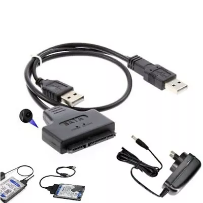 SATA To USB 2.0 Adapter Cable W/ Power Supply For 2.5  & 3.5'' Inch Hard Drive • $19.99