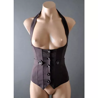 Womens Punk Goth Steampunk Victorian Corset Underbust Waistcoat Vest Top S M L • $34.99