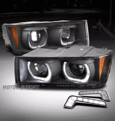 For 02-06 Chevy Avalanche Halo Black Projector Headlights Headlamp W/LED DRL Kit • $191.95