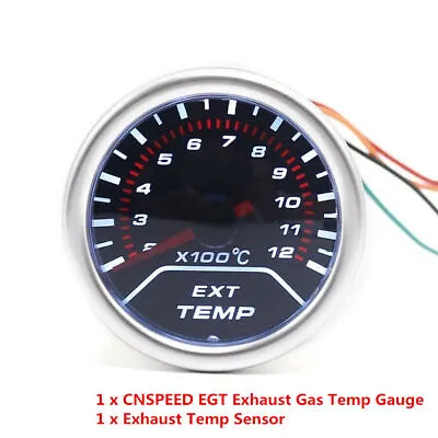 2 52mm Exhaust Gas Temperature Gauge Smoke Lens Car LED EGT Meter Pointer Sensor • $29.82