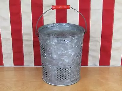 Vintage 1950s Fishing Galvanized Metal Minnow Bucket Bait Pail Great Shape! • $79