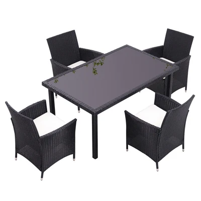 £79.95 • Buy Outdoor Garden Patio Rattan Furniture Cube Dining Set Glass Top Table And Chairs