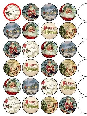 £2.75 • Buy 24 X Vintage Christmas 1.5  PRE-CUT PREMIUM RICE PAPER Cake Toppers