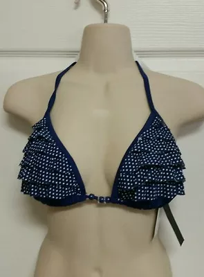 Marie Meili Swim NWT Size Small Or Medium Navy White Polka Dot Ruffle Bikini Top • £5.78