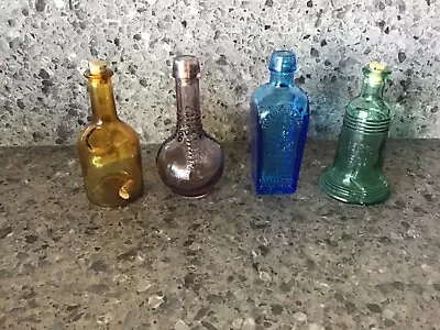 $15.99 • Buy 4) Vintage Wheaton/ Taiwan Mini 3” Colored Glass Bottles