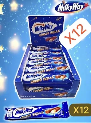 12 X Milky Way Crispy Rolls Chocolate Bar 22.5g Dated Apr 24 Wholesale Available • £11.15