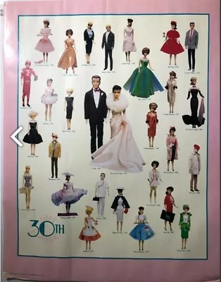 New Vintage Barbie 30th Anniversary Wall Poster 22 X 28 1989 Sealed! • $25