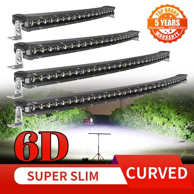 Slim Curved 20 26 32 38 44 50 LED Light Bar Single Row Off Road Driving ATV SUV • $139.99