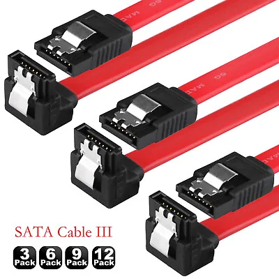 $9.49 • Buy 90 Degree Right Angle SATA III 6.0 Gbps SATA Cable (SATA 3 Cable) Red 18  Lot