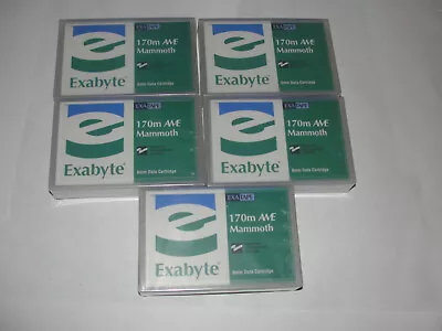 🔥LOT OF FIVE(5) Exabyte Mammoth AME 170m 312629 8mm 20GB 40GB Ie Tapes 5pk 💯 • $140.06