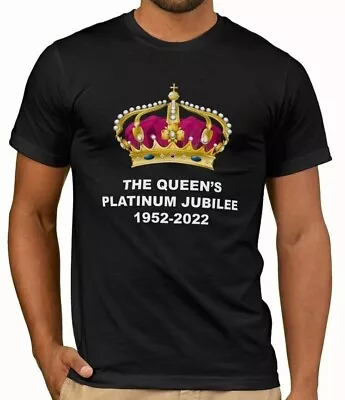 Queen Elizabeth II Platinum Jubilee T-Shirt | 1952-2022 Emblem Top Crown Tee • £13.95