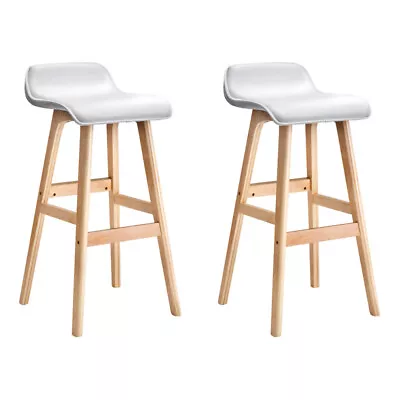 Artiss 2x Bar Stools Kitchen Dining Chairs Wooden Counter Stool White • $107.87