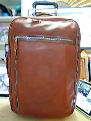 Vintage Mulholland Brothers Leather Suitcase 20  Travel Bag Carry On Wheels • $249