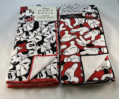 Disney Mickey Mouse And Minnie Mouse 6 Kitchen Dish Towels 16 X26  New • $14.98