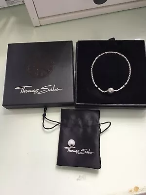 Thomas Sabo Karma Sterling Silver Bracelet 8”+ White Faceted BeadBox Dust Bag • £42