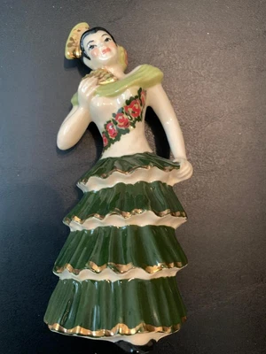 $30 • Buy Vintage CERAMIC ARTS STUDIO Lady Flamenco Dancer 1940's Figurine GREEN