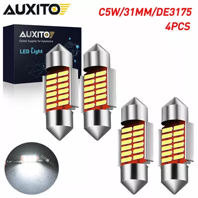 AUXITO CANBUS 4X C5W 31MM Festoon DE3175 LED Map Dome Interior Light Bulbs 6000K • $12.34