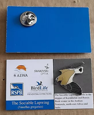 SOCIABLE LAPWING Charity Pin Badge RSPB BIRDLIFE  • £9.99