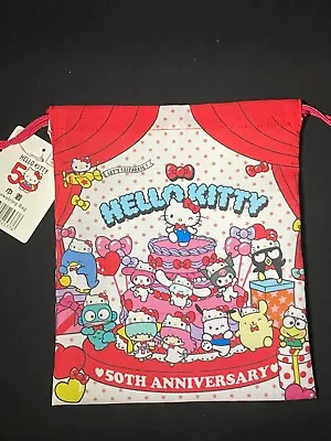 Daiso Sanrio Characters Hello Kitty 50TH Anniversary Drawstring Bag Japan • $3.25