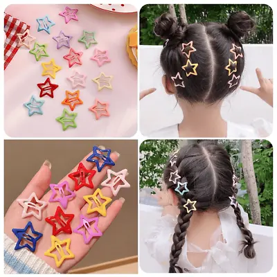 10 20 30 Pcs Girls Cute Star Hair Clips For Kids Mixed Color Mini Hairpins Claws • £4.89