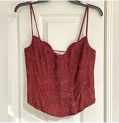 La Perla Vintage Bustier In Red Floral With Back Lace Up Size 42 • $120