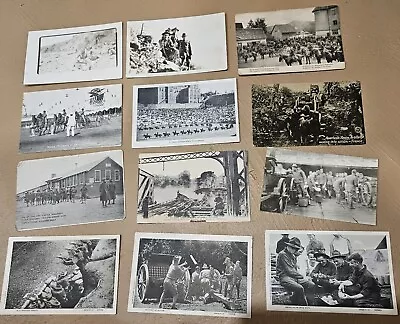 WWI ERA US MILITARY ANTIQUE POSTCARD LOT Of 12 ARMY • $10