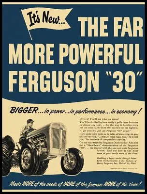 1952 Ferguson Tractors NEW Metal Sign: New Improved Ferguson Model 30 • $19.88