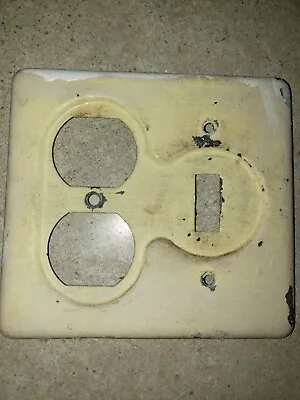 Vintage Metal Dipped Outlet & Single Switch Cover Plate Painted FlawedS 32232 • $10