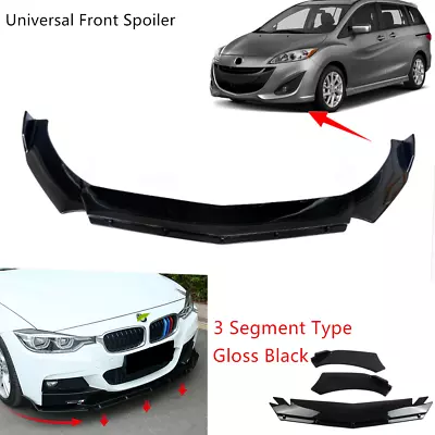 Universal Front Lip Spoiler Splitter Kit Painted Black Fit For MAZDA 5 2012-2015 • $55.92