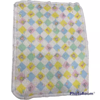 Vintage Cabbage Patch Crib Blanket Baby Quilt 44x35  Pastel Quilted 80’s 90’s • $9.95