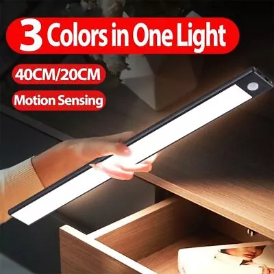 Under Cabinet Light Led Wardrobe Light Motion Sensor Cupboard 3 Color Lighting • £7.99