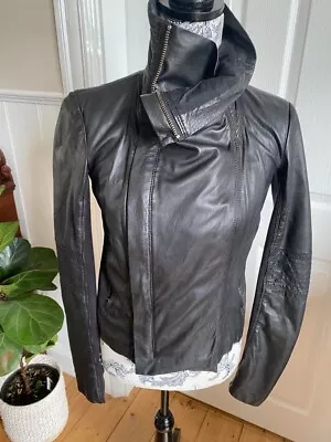 Husk Black Ladies Leather Jacket - Size 8 - Preloved • $75