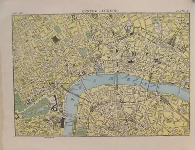 Original 1882 Bartholomew Map CENTRAL LONDON Tower Subway England Westminster • $24.99
