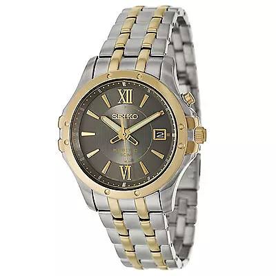 Seiko SKA550 Le Grand Sport Kinetic Two Tone Stainless Gray Dial Date Watch $425 • $243.25